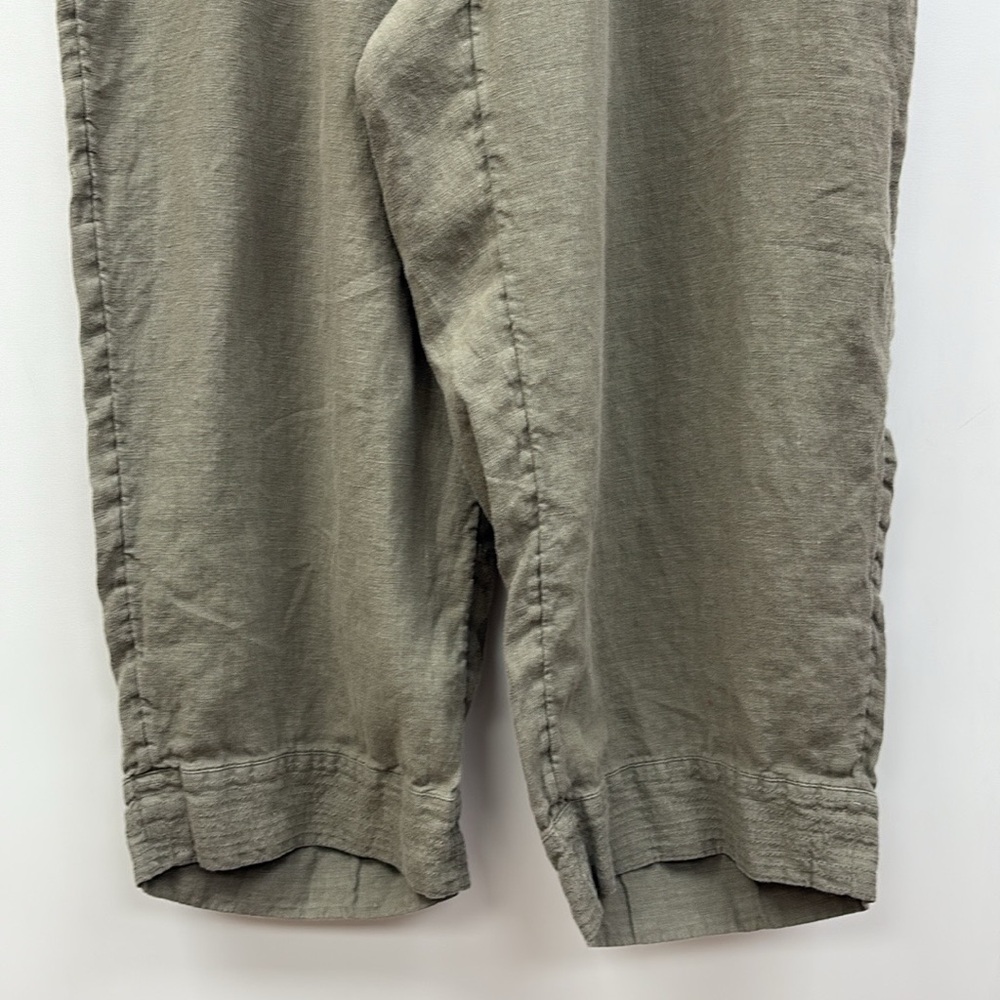 Pure J. Jill Linen High Rise Pull-On Cropped Wide Leg Pants Minimalist Green XLP - Picture 6 of 11